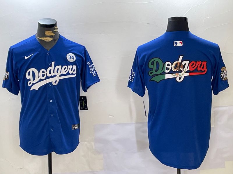 Men Los Angeles Dodgers Blank Blue Game 2024 Nike MLB Jersey style 11202